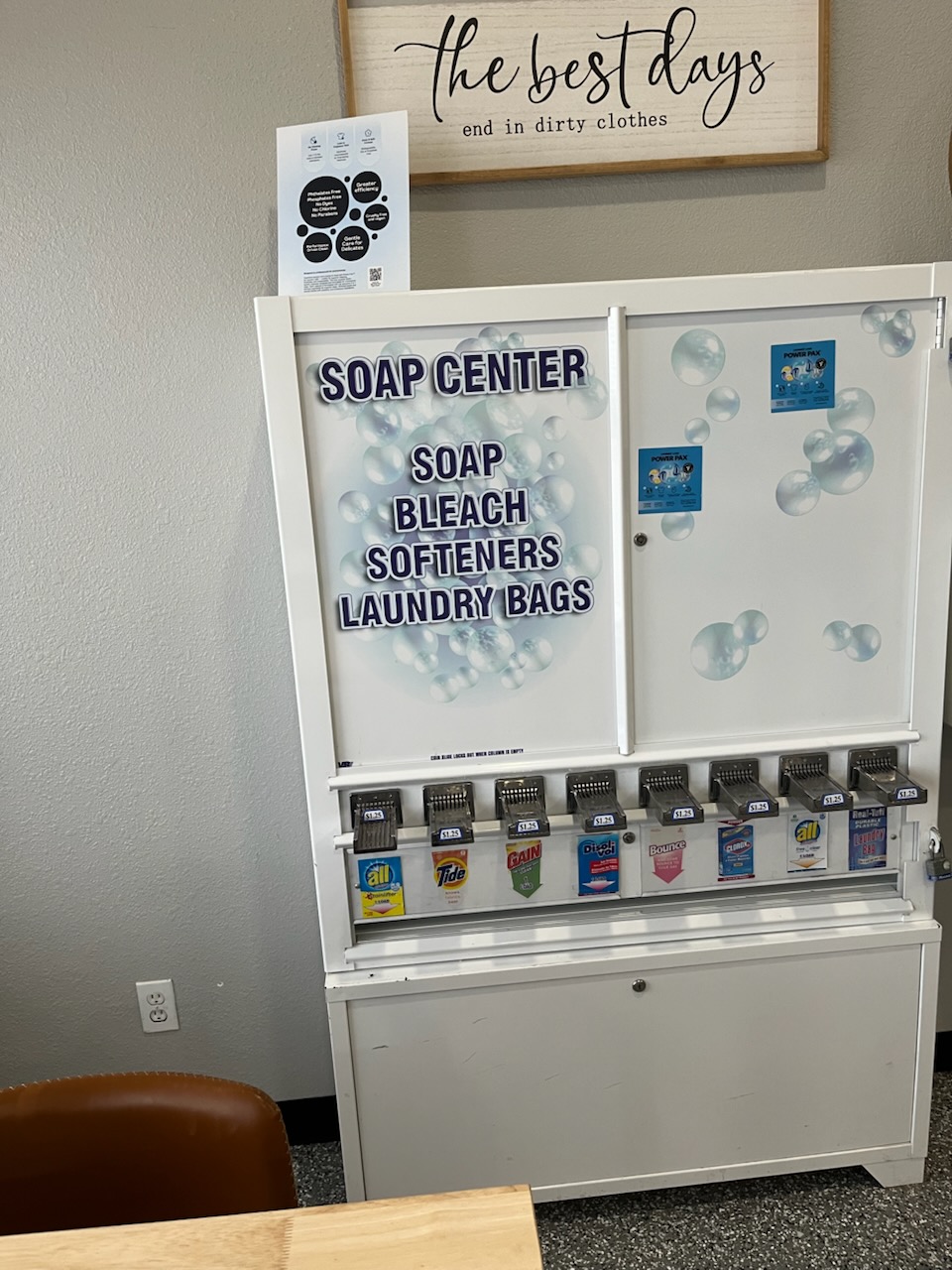 Soap dispenser at a laundromat